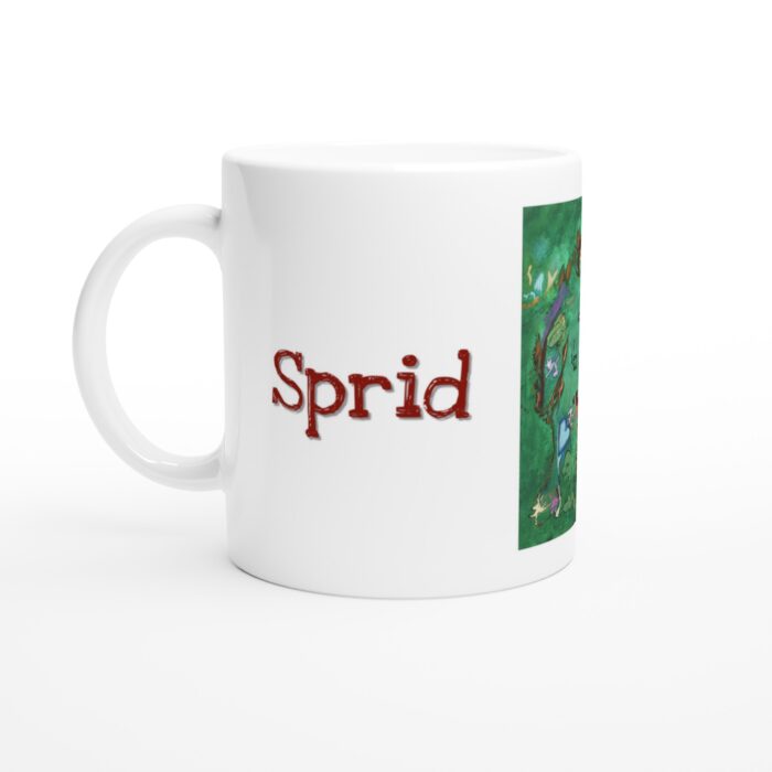 Vit keramisk mugg med motiv och text, 325 ml - Sprid kärlek och glädje till världen