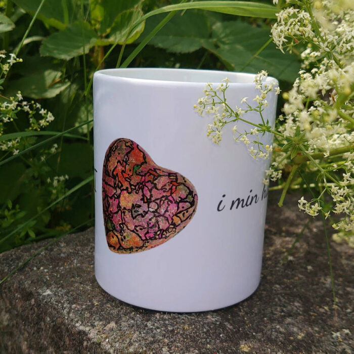 Vit keramisk mugg med motiv och text 325 ml - Harmoni i min hand - Bild 3