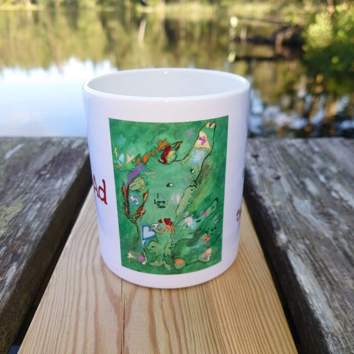 Vit keramisk mugg med motiv och text på engelska 325 ml - Spread love and joy to the world - Bild 3