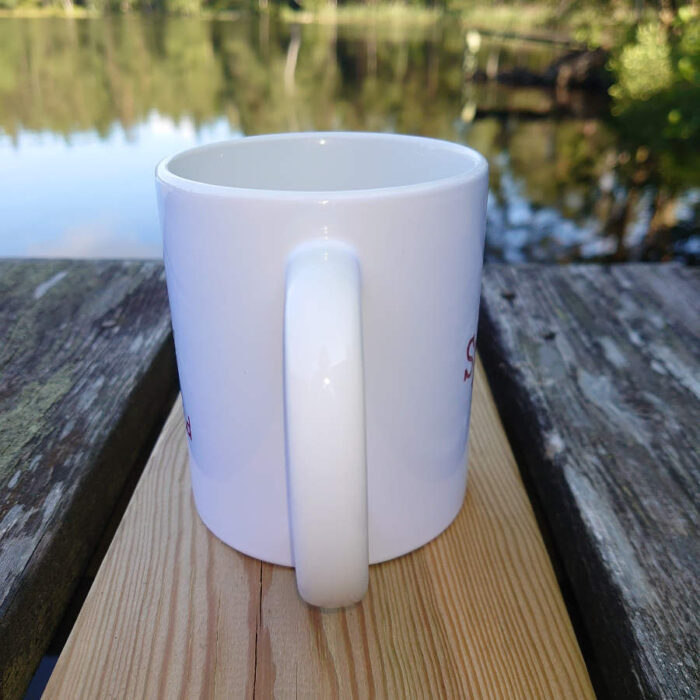 Vit keramisk mugg med motiv och text på engelska 325 ml - Spread love and joy to the world - Bild 2