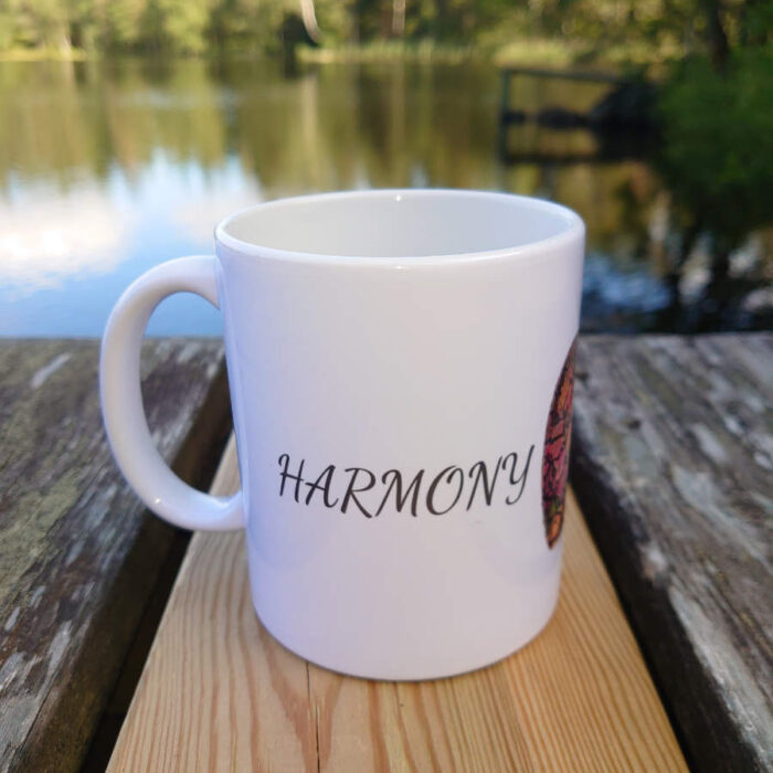 Vit keramisk mugg 325 ml - Harmony in my hand - Bild 3