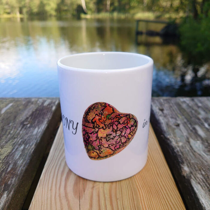 Vit keramisk mugg 325 ml - Harmony in my hand