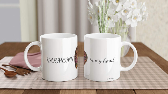 Vit keramisk mugg 325 ml - Harmony in my hand - Bild 7